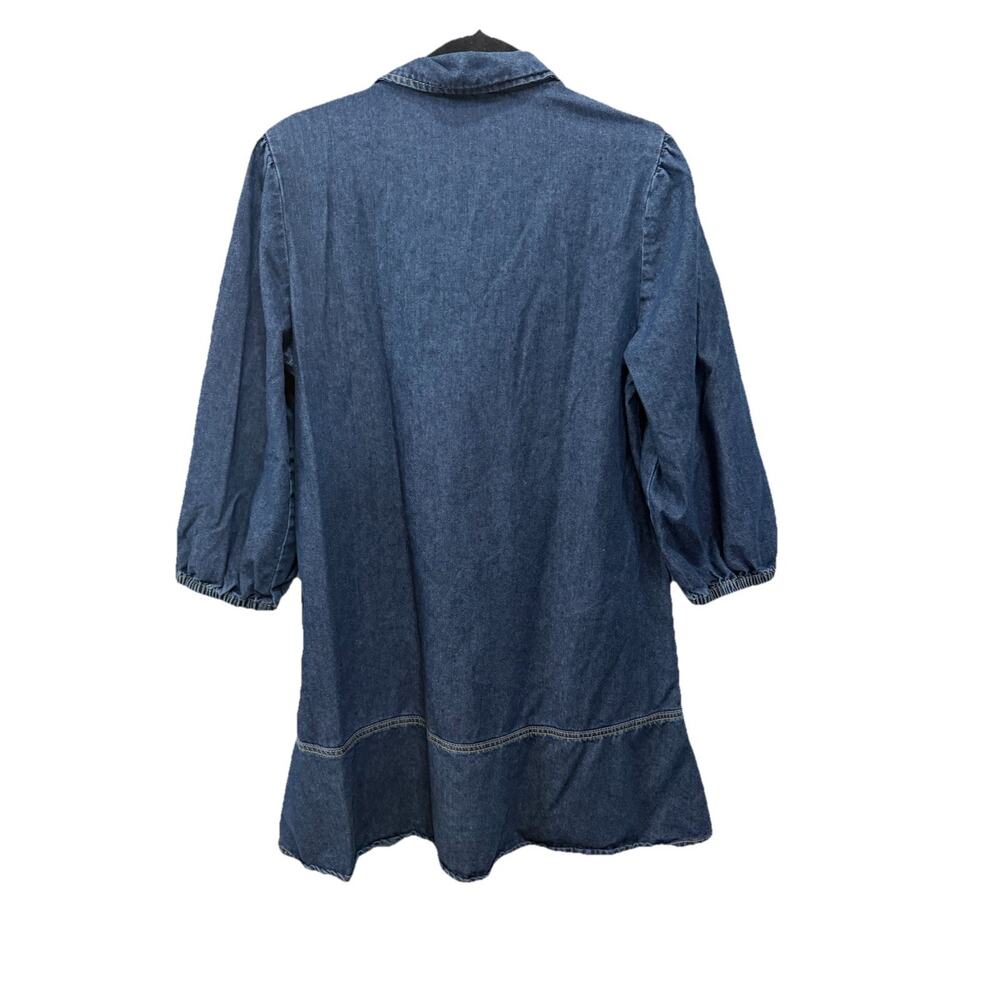 Dokotoo Denim Dress Women’s Medium Blue Jean Western Puff Sleeve Babydoll - Picture 2 of 7